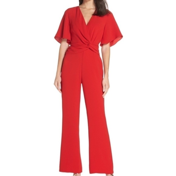 Harlyn Pants - Harlyn Red Front Twist Jumpsuit